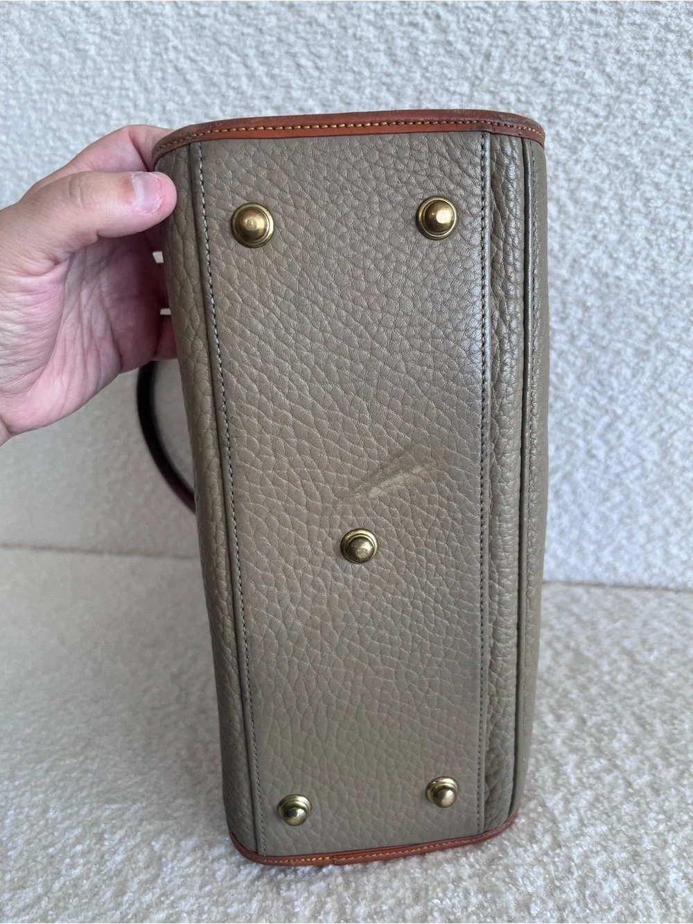 Dooney & Bourke Vintage‎ 80s/90s Buckle Satchel  Taupe Bag Purse Made In USA